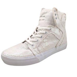 Supra Skytop White Sequin Skater Kids Size 5